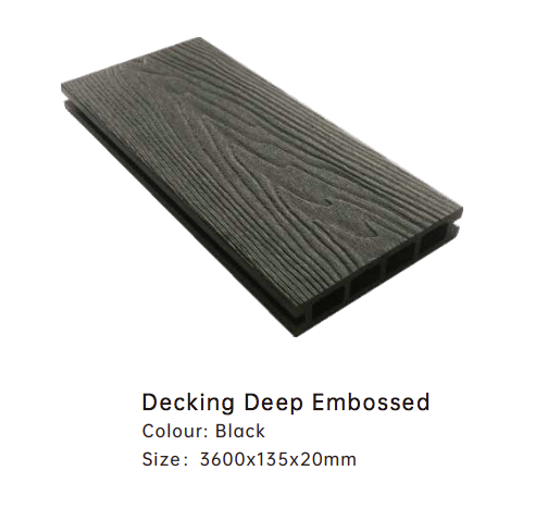 iCladd Decking Deep Embossed Black 3600 x 135 x 20mm